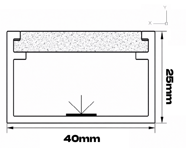 GLDL3 dimensions diagram (40 x 20 mm)